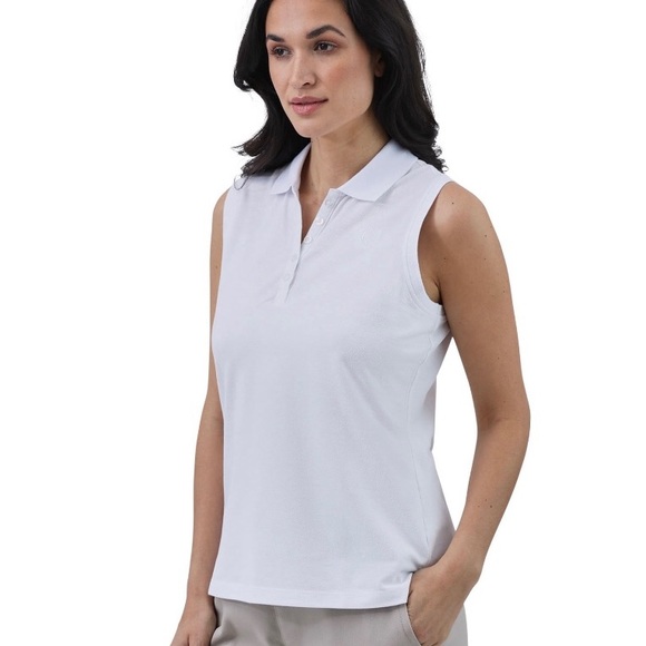 CHAPS Womens Sleeveless Polo Shirt Size XL White New - Picture 3 of 8
